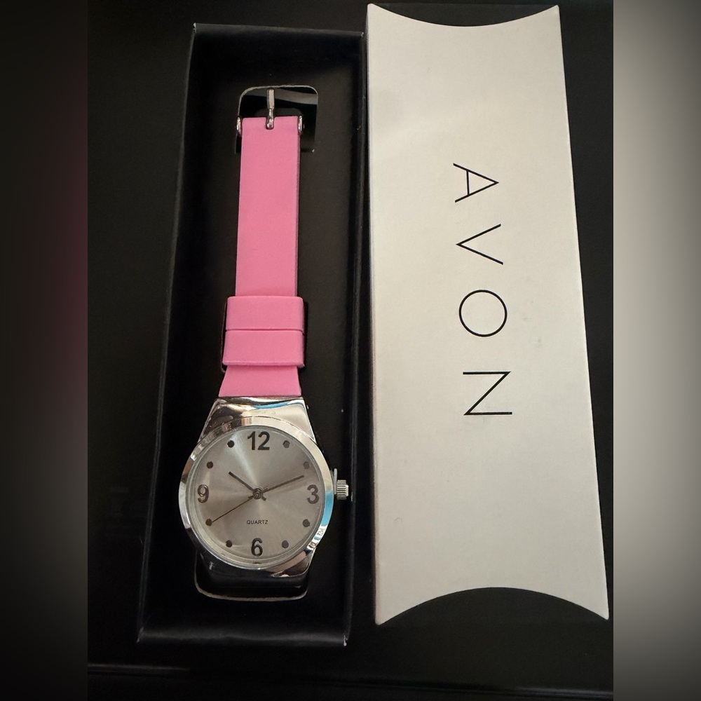 Avon Springtime Pink Silicone Strap Quartz Watch NIB